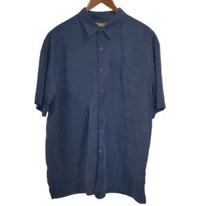 Kahala 1936 Blue Jacquard Tone on Tone Palms and Surfboard Print Shirt SZ XL